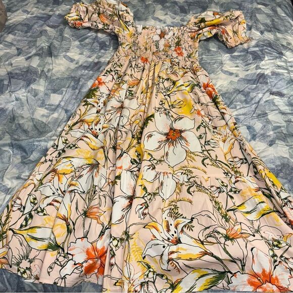 INC International Concepts Smocked Puff-Sleeve Midi Dress - Picture 10 of 10